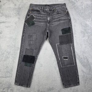 Polo Ralph Lauren Avery Boyfriend Jeans Womens 30 Black Patchwork Distressed DIY